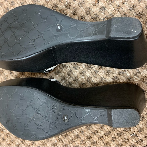 Franco Sarto Womens Calf Hair Zebra Print Black Leather Slide Sandals Heels - Picture 5 of 5